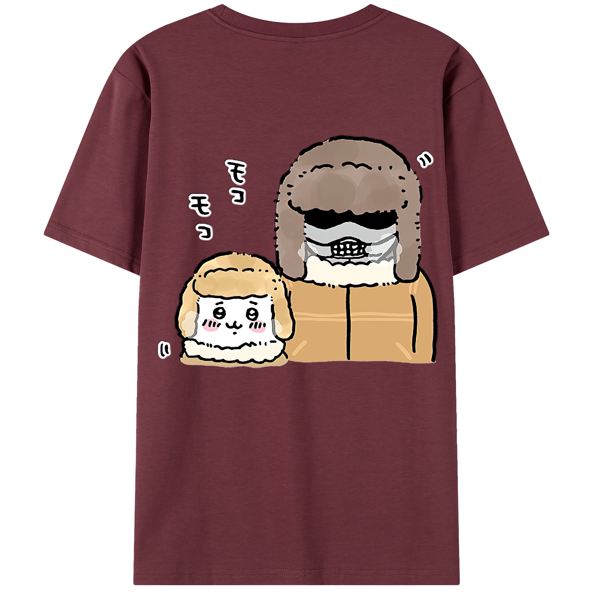 （画像用） ちいかわ 労働の鎧さん Chii-kawa Mr. Armor of Labor 綿100％半袖Tシャツ（背面プリント）